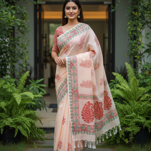 Cream Color Cotton Saree