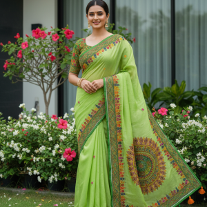 Banana Leaf Color Cotton Saree